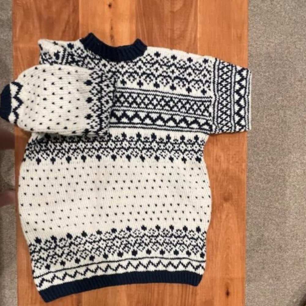 Homemade, S, Blue/White Knit